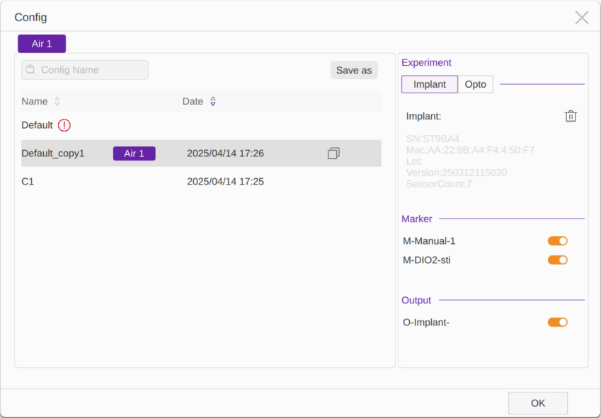 Figure 3-6 Config window